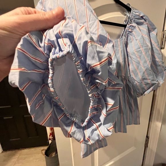 ~Things Between~ Blue Striped Women's Top - Picture 4 of 9